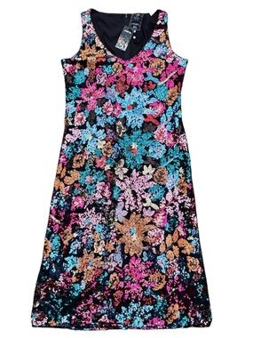 Johnny Was Rosali Sequin Dress Multi Color Fully Lined